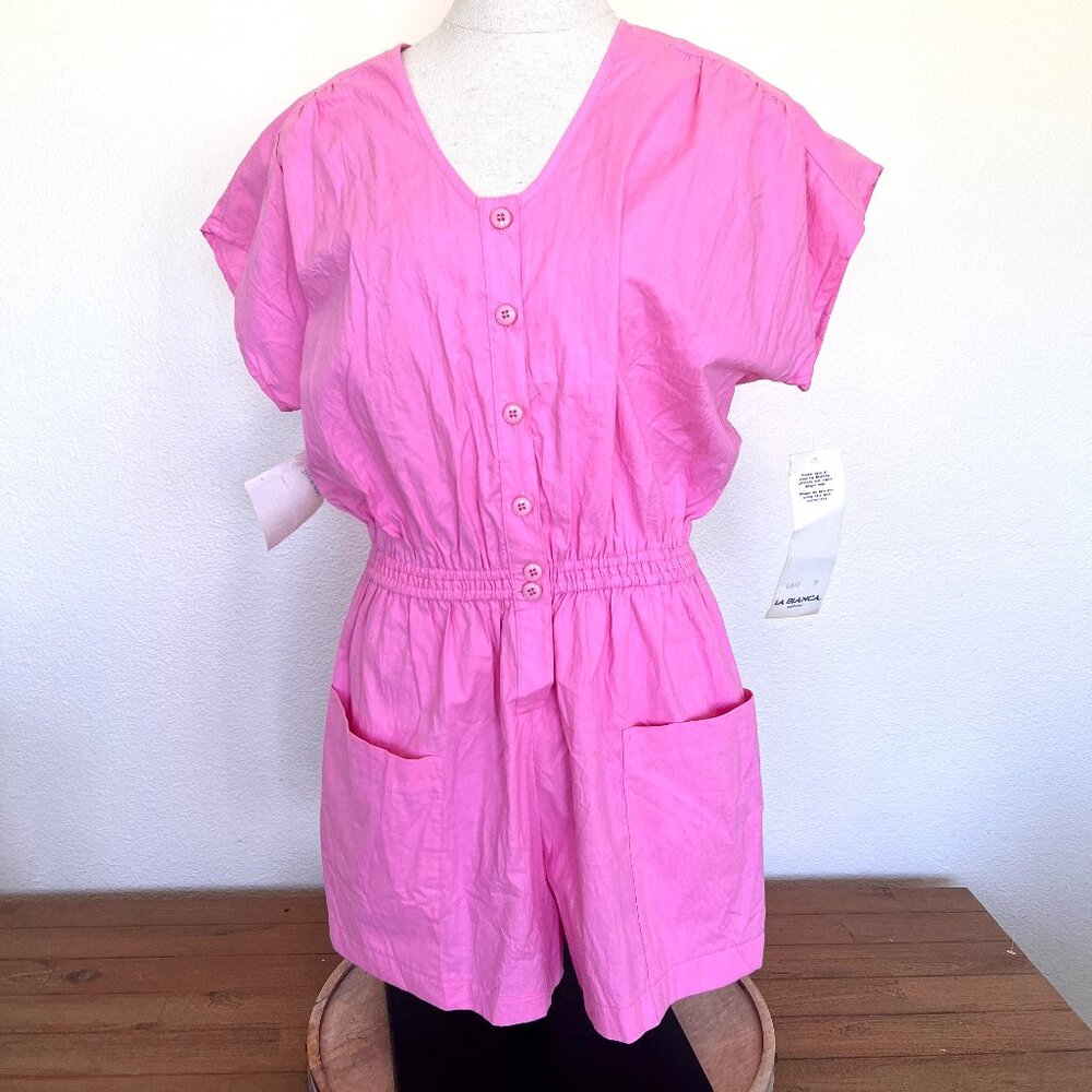 80's NWT LA BLANCA - Pink Romper - Size Medium